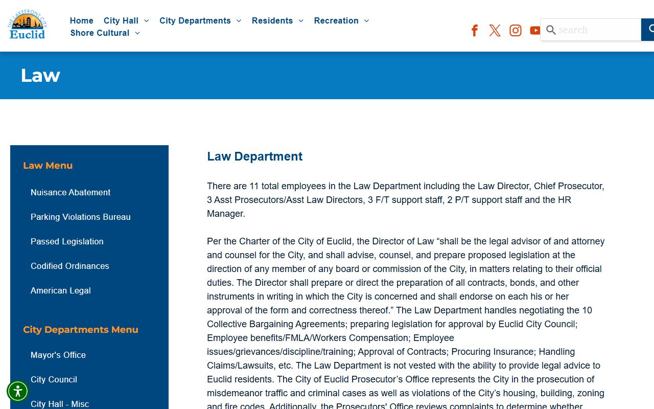 Euclid Law Director page for Euclid bench warrants