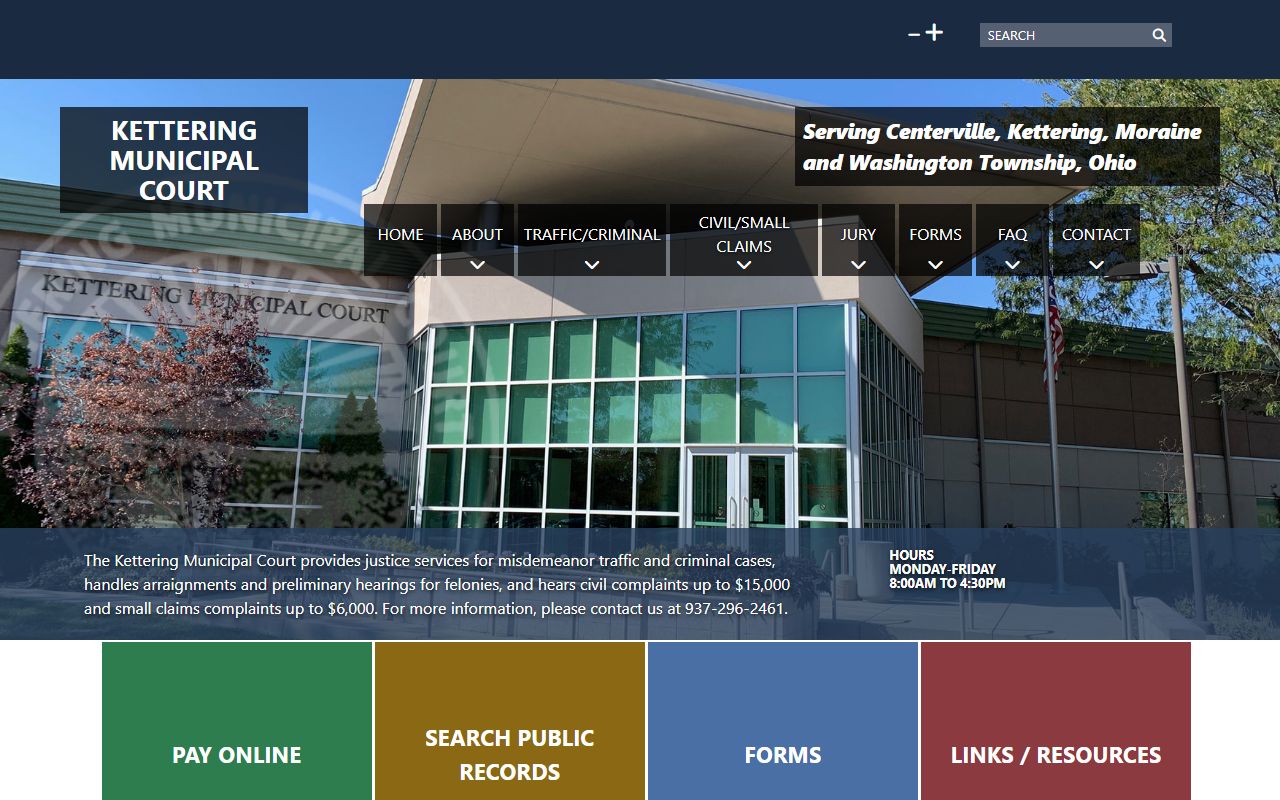 Kettering Municipal Court website for Kettering bench warrants