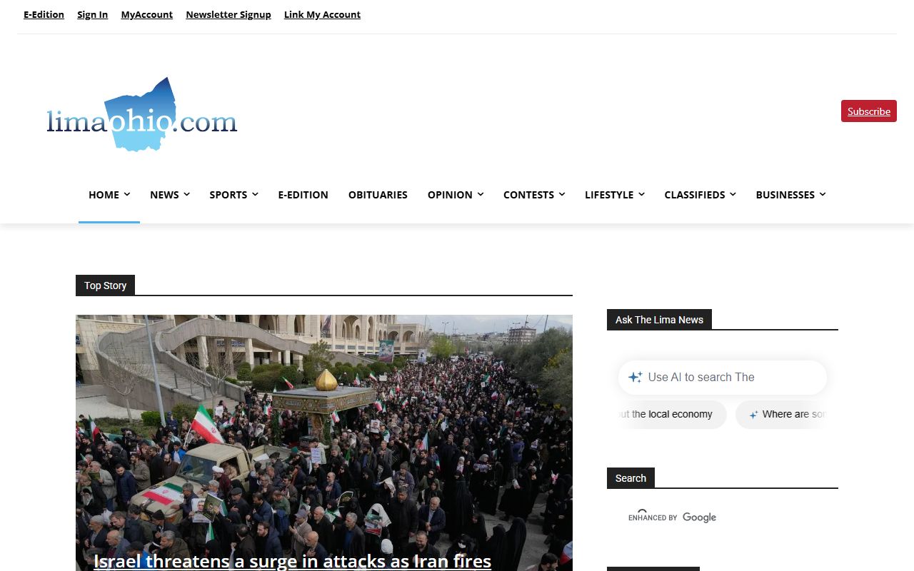 Lima city homepage for Lima bench warrants search