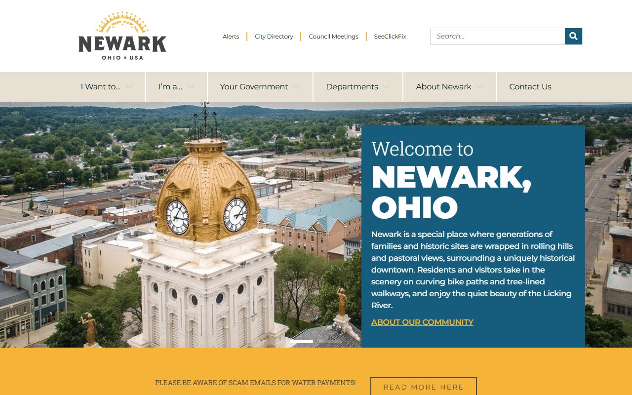 Newark city homepage for Newark bench warrants search