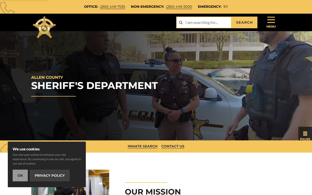 Allen County Sheriff's Office warrants page for bench warrant information