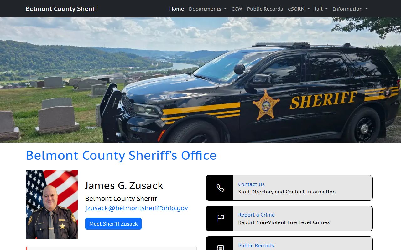 Belmont County Sheriff website for warrant information