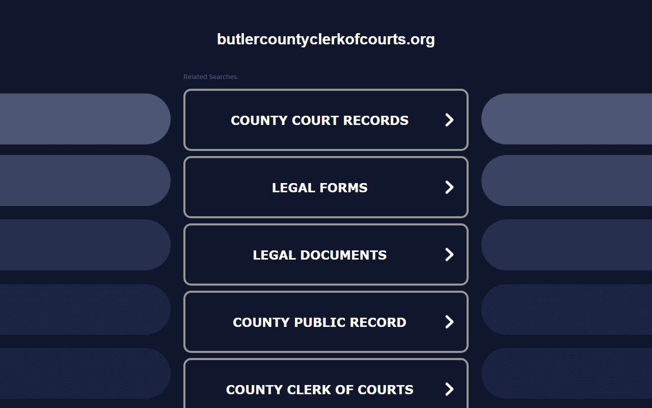Butler County Clerk of Courts website for bench warrant records
