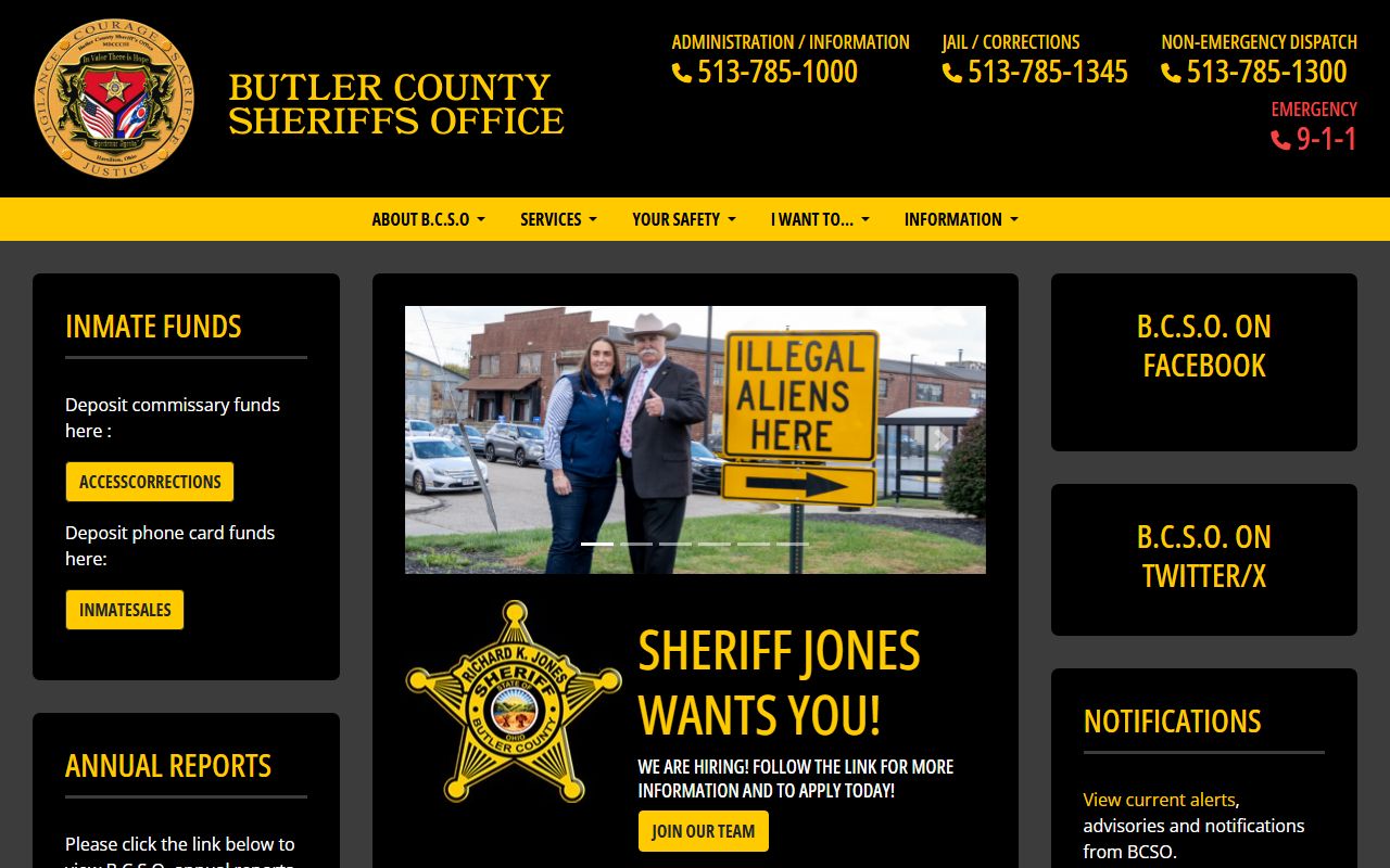 Butler County Sheriff's Office records for bench warrants