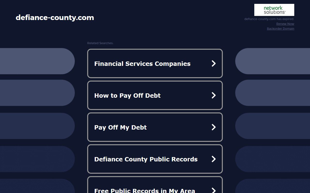 Defiance County Clerk of Courts website for bench warrant record access