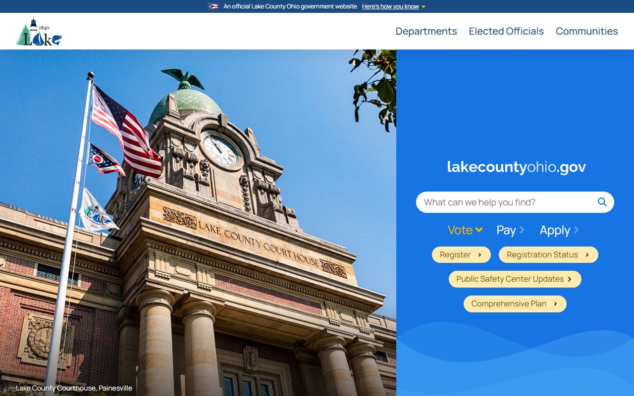 Lake County Ohio government website with court and bench warrant resources