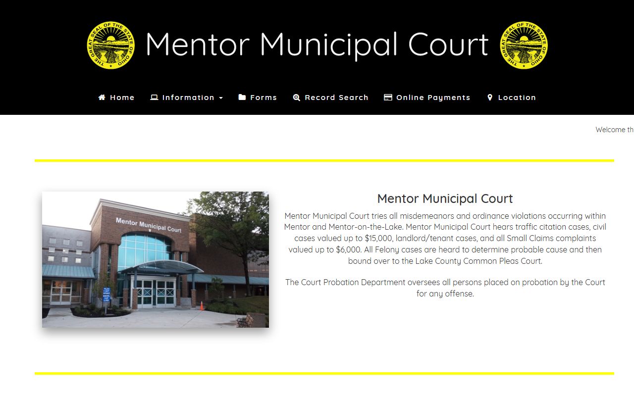 Mentor Municipal Court case search for Lake County bench warrants