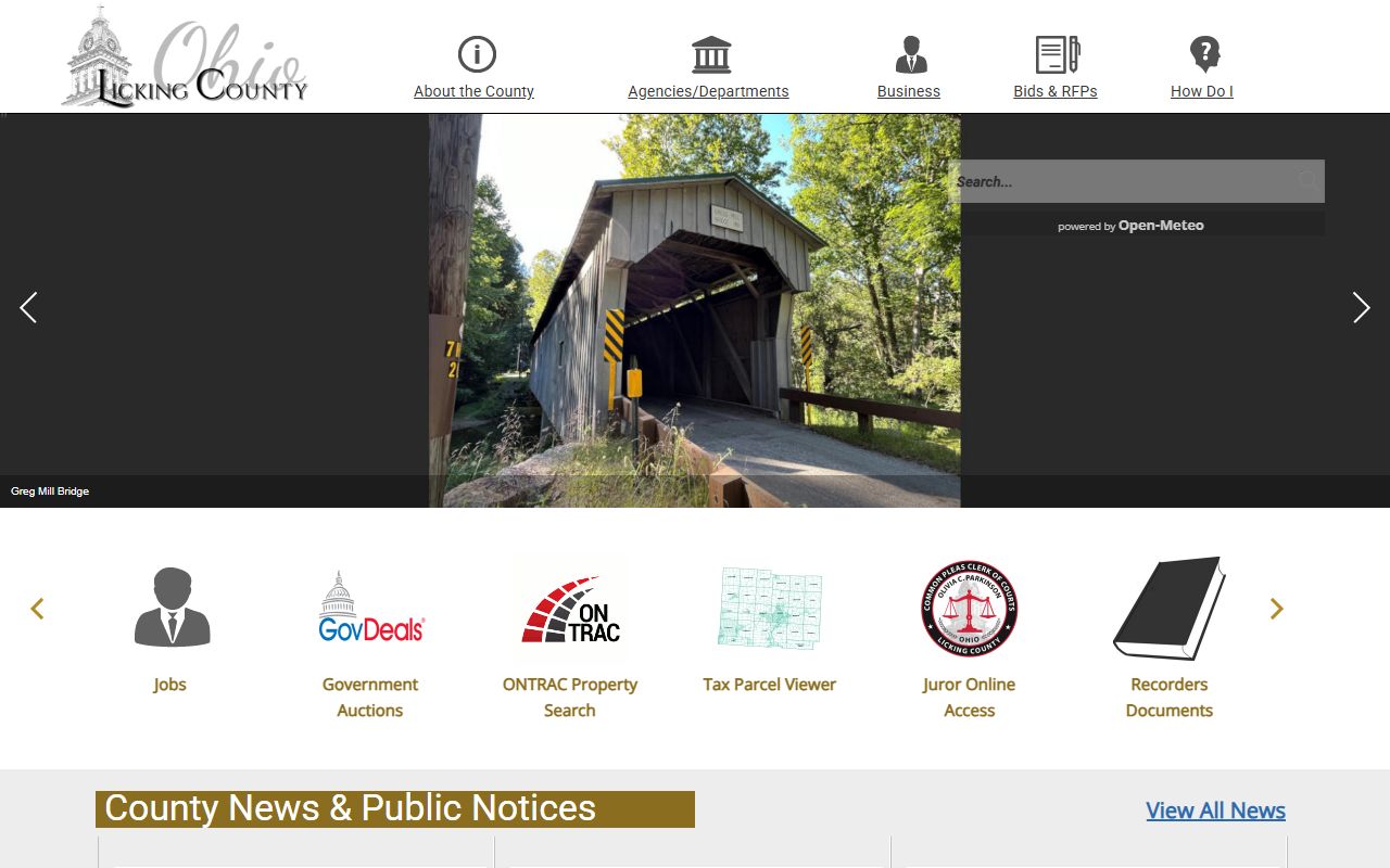 Licking County Clerk of Courts website for bench warrant record searches