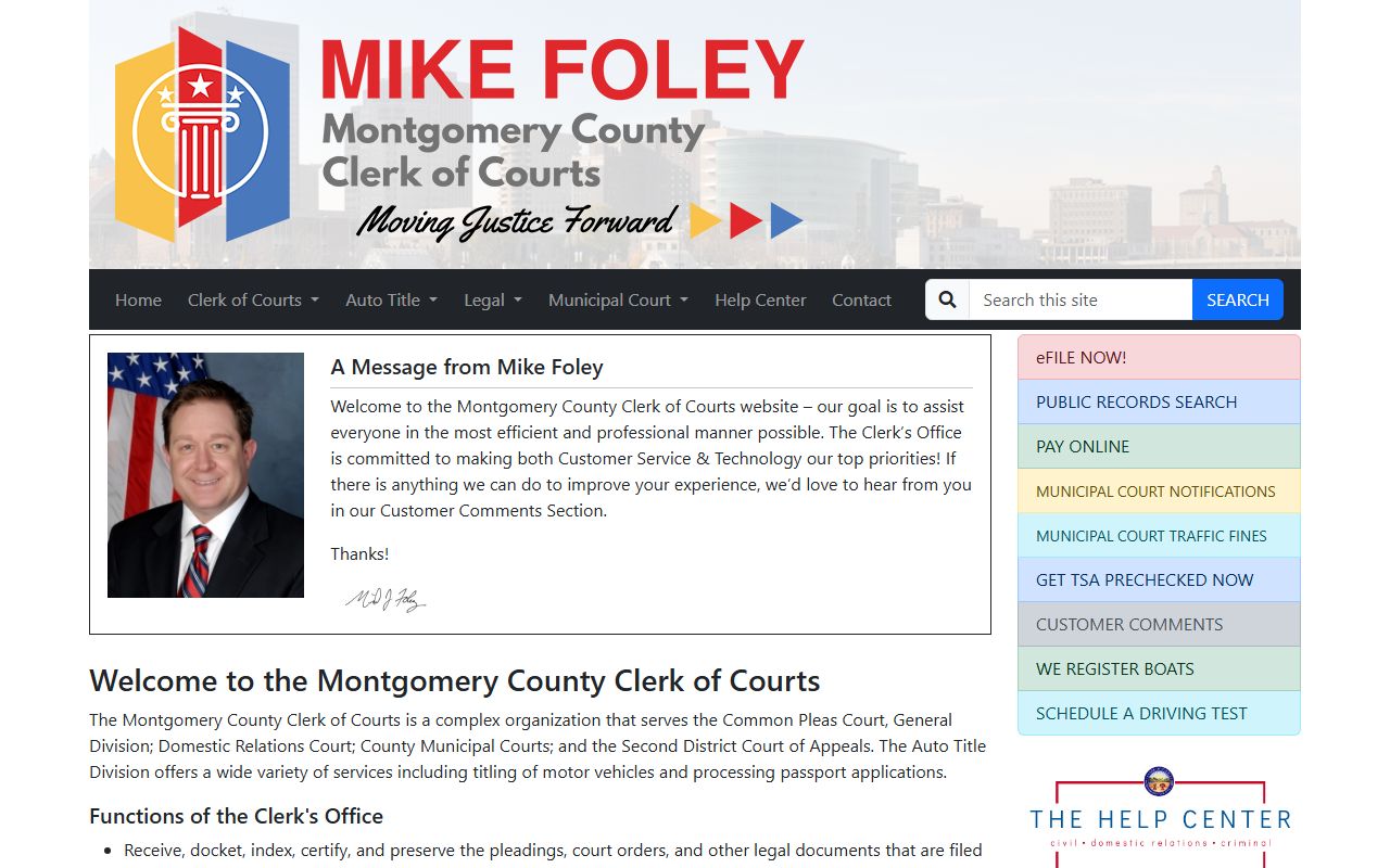 Montgomery County Clerk of Courts PRO System for bench warrant searches