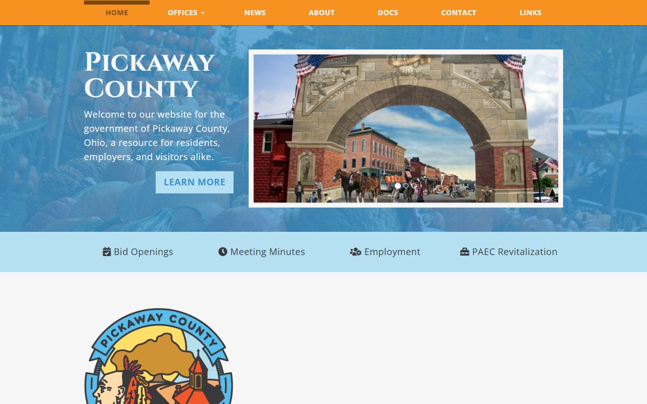 Pickaway County Clerk of Courts website for bench warrant records