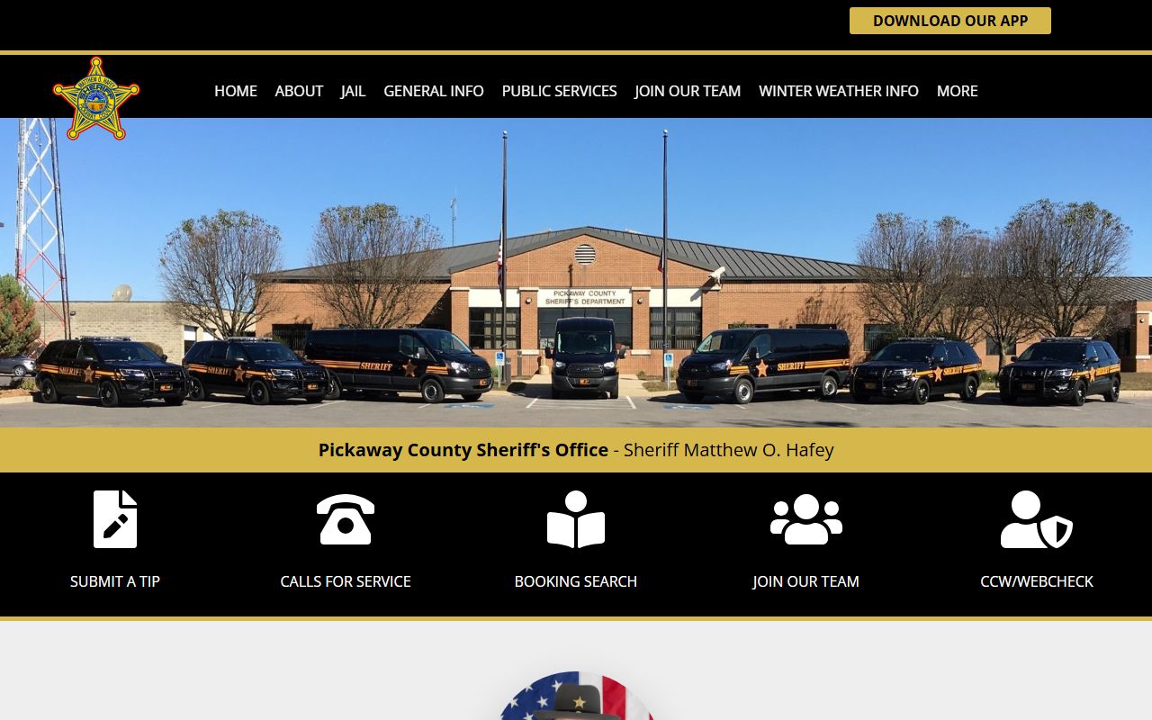 Pickaway County Sheriff warrants page for bench warrant information