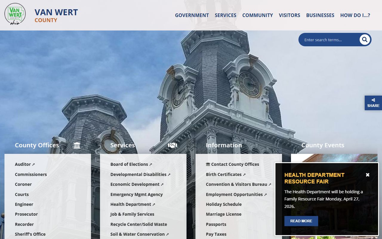 Van Wert County Clerk of Courts bench warrant records