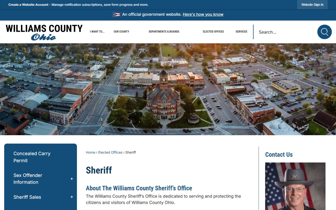Williams County Sheriff bench warrant information and services