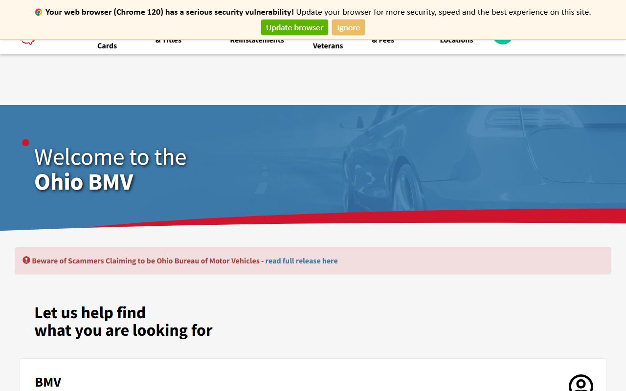 Ohio BMV bench warrants block information