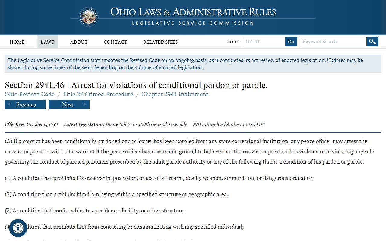 Ohio Revised Code bench warrants statute