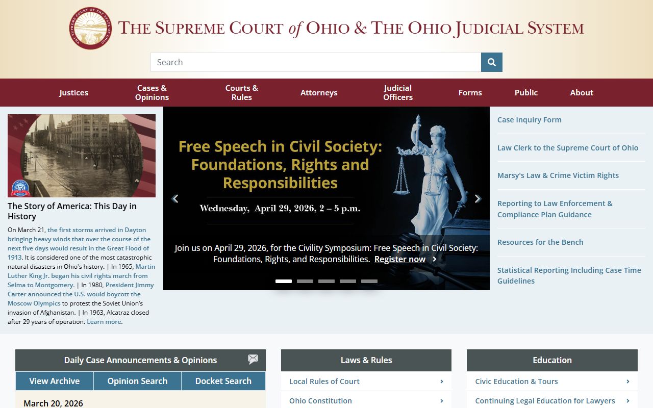 Ohio Supreme Court bench warrants homepage
